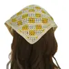 Bufanda Triangular Calada de Punto Transfronteriza, Cinturón para el Cabello de Lana a Cuadros, Cinturón para el Cabello Vintage Primavera y Verano, Pañuelo para la Cabeza Estilo Pastoral Francés