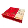 Caja de Regalo Creativa Asimétrica de Doble Puerta Estilo Ensamblaje para el Festival de Medio Otoño, Caja de Empaque de Regalo para Pasteles de Luna de Cartón Rojo Luna Llena