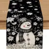Amazon Textiles Transfronterizos Camino de Mesa de Lino Navidad Nuevos Productos Imágenes Personalizables Muñeco de Nieve Árbol de Navidad Atmósfera Festiva