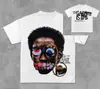 Moda Urbana Europea y Americana 2025 Calavera Marca de Tendencia Camiseta Nueva Estampada Gótica High Street Versátil Cuello Redondo