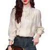 Nuevos Tops para Mujer Estilo Chino 2024 Primavera Nuevo Estilo Estilo Nacional Botón de Placa de Botón Lateral Doble Botón Cuello Alto Camisa