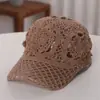 Gorra de Béisbol Hecha a Mano de Crochet de Color Sólido de Algodón Puro Estilo Nuevo, Sombrero de Sol Calado para Adultos 100% Algodón Tejido a Mano