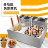 Freidora Eléctrica Combo Comercial para Cocinar Fideos, Hot Pot Picante, Pollo Frito, Papas Fritas y Equipo para Snacks con Doble Tina