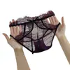 Bragas de encaje transpirables sexys de tiro bajo para mujer, puramente deseables, con un dulce lazo, tirantes finos y diseño de malla hueca