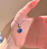 Colgante de Collar Octagonal Rosa Corte Milenio Azul Klein con Acuamarina Aretes de Stud de Diamante de Alto Carbono y Anillo de Estrella de Ocho Puntas para Mujer