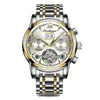 Bodaq Nuevo Reloj Mecánico Totalmente Automático Impermeable Multifuncional para Hombre Esqueleto Luminoso Correa de Acero Inoxidable Calendario