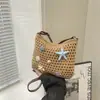 Bolsa de Tricô Vazada de Nicho para Comércio Exterior para Mulheres 2026 Nova Bolsa Transversal Casual Versátil Bolsa de Palha Tecida Bolsa para Celular