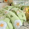 Conjunto de Quatro Peças para Cama de Tecido Grosso Antigo, Lençóis de Cama 100% Algodão, Capa de Edredom, Lençóis de Elástico, Conjunto de Três Peças de Capa de Edredom de Verão