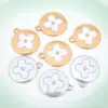 Ventas Directas de Fábrica Transfronterizas Colgante Individual de Trébol de Cuatro Hojas de la Suerte Redondo Accesorios para Bricolaje Aleación de Esmalte Joyería al por Mayor