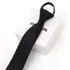 Vestido Preguiçoso Zíper Gravata Masculino Preto Estilo Coreano Casamento Noivo Estreito Zíper Fácil de Puxar Sem Nó Moda Masculina