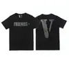 Camiseta Clássica Vlone Autêntica com Estampa Mosaico Refletiva Fog, Marca Tendência, Manga Curta, Verão, Tamanho Grande, Corte Amplo