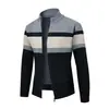 Suministro exclusivo transfronterizo: Suéter de Punto Casual con Cremallera y Cuello Alto de Retazos Multicolor, Chaqueta Gruesa para Hombre