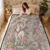 Manta de franela con graffiti de unicornio, estampado digital de dibujos animados, manta de sofá para niños, manta para siesta, manta de regalo