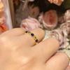 Camelia moda simple incrustado imitación corindón azul invierno nuevo anillo abierto para dedo dorado micro incrustado tesoro de color anillo para dedo comida mujeres