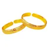 Pulsera Abierta de Aleación de Cobre Imitación Oro Estilo Antiguo Corazón de Cien Bendiciones Sutra del Corazón para Mujer, Diseño de Nicho con la Palabra 'Bendición' y Joyería del Sutra del Corazón