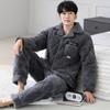 Pijama de Invierno Cálido para Hombre de Tres Capas Acolchado Pantalón de Manga Larga Casual Simple Juvenil Ropa para Estar en Casa Traje
