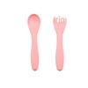 Colher de silicone para bebês, utensílios de mesa para crianças, treinamento de bebês, alimentos complementares, colher com cabeça macia, garfo, colher de silicone portátil para mordida