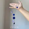 Ótimo Show de Clareamento! Colar Longo Assimétrico de Disco Azul Klein Estilo de Férias Colar de Design de Nicho de Alto Padrão