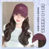 Combinação de peruca e chapéu, moda feminina de verão, boné de beisebol de lã cacheada estilo raposa pequeno com peruca acoplada, cobertura total da cabeça
