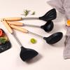 Utensilios de Cocina de Silicona de Grado Alimenticio Resistentes a Altas Temperaturas, Juego de 4 Piezas, Espátula para Cocinar, Cucharón para Sopa, Espátula para Cocinar, Espátula de Silicona para el Hogar, Cuchara para Freír