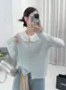 Jaqueta Cardigan de Tricô com Gola Boneca de Renda e Veludo Andi para Mulheres, Novo Casaco de Outono e Inverno, Suéter Jovem e Estiloso para Mulheres