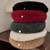 Gorra para Mujer Etiqueta Dorada Elegante Boina de Terciopelo de Cordero Calidez Otoño e Invierno Realza el Rostro Circunferencia de Cabeza Pequeña Grande Sombrero de Pintor Versátil Tendencia