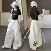 Traje de Verano Estilo Nuevo 2026 para Niñas, Conjunto de Dos Piezas, Holgado y Cómodo, Estilo Coreano Moderno Pantalones de Pierna Ancha
