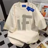 Camiseta Versátil de Manga Corta con Estampado de Letras Estilo Urbano Verano 2026 para Mujeres y Parejas, Top Creativo Estilo Bf de Algodón Puro Estilo Americano para Hombres