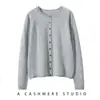 25 Cardigan de Cachemira de Color Sólido Nuevo para Primavera y Otoño, Chaqueta de Punto para Mujer con Bordes Enrollados, Versátil, Holgada, Adelgazante, con Diseño de Hombro Retorcido