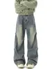 Jeans deconstruidos de estilo americano para hombre, diseño de marca de moda nuevo para primavera/otoño 2026, pantalones casuales rectos holgados