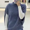 Chaleco de lana sin mangas tipo murciélago, top versátil, nuevo estilo otoño e invierno, suéter distintivo de lana cepillada con cuello redondo, simple y holgado