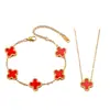 Amazon Bs Acero de Titanio Diez Diamantes Pulsera + Trébol de Cuatro Hojas Combinación Juego de Joyería Sin Decoloración Decoración Venta al por Mayor