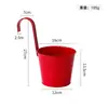 Cubo colgante de hierro, maceta para flores, cuenco colgante para plantas, barandilla de balcón, cubo colgante de metal para jardinería, gancho extraíble, cuenco colgante