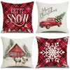 Funda de almohada navideña más vendida transfronteriza con estampado festivo de Papá Noel, funda de almohada para decoración del hogar, venta al por mayor directa del fabricante