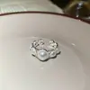 Anillo abierto de oro real de 14k bañado en circón cuadrado mariposa corazón perla simple y elegante anillo para dedo índice joyería para mujeres