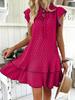 Tiro Real Amazon wish Europeo y Americano Comercio Exterior Bohemio Estampados Explosivos Cuello en V Encaje Mangas Cortas Volantes Vestido Mujer