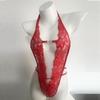 Lingerie Sexy Vermelha Feminina Sem Costas Renda Transparente Sexy Abertura Frontal Tentação Decote V Profundo Renda de Amarrar Sem Costas 2584