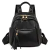 Mochila Feminina Novo Estilo Borla de PU Moda Bolsa de Viagem Leve Versátil Simples para o Dia a Dia Mochila Casual para Mulheres