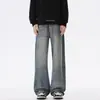 Ropa para Hombre Casa de Arce / Jeans Rectos Holgados de Nueva Temporada Primavera/Otoño con Parche de Cuero en la Cintura Trasera, Pantalones Largos para Hombre Estilo High Street Americano con Cierre de Botón