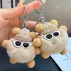 Pele de Coelho Rex Imitação Bolinha de Carvão Elfo Carro Chaveiro Pingente Ins Celebridade da Internet Fofo Boneco de Pelúcia Pingente de Bolsa