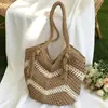 Bolsa de Malla Calada de Primavera Transfronteriza Nueva Moda Bolso de Mano Casual Bolso de Hombro Bolso de Playa Vacaciones para Mujer Bolso Tejido
