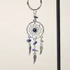 Llavero con Aro Atrapasueños de Grava de Cristal Natural Colgante de Borla DIY Adorno de Aleación de Metal Estilo Amatista Cristal Rosa