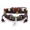 Europa y Estados Unidos pulsera tejida de cuero con cuentas calientes pulsera vintage de aleación nota pulsera de piel de vaca comercio electrónico transfronterizo suministro joyería