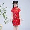 Cheongsam de Niña Verano Nuevo Estilo Retro Vestido de Princesa Mejorado Estilo Chino Traje Tang para Niños Vestido para Bebé Niña