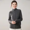 Nuevo Cardigan de Cachemir con Cremallera y Cuello Alto para Mujer, Color Sólido, Otoño e Invierno, Holgado, Engrosado, Chaqueta de Cachemir, Prenda Exterior de Punto