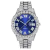 Reloj de Hombre Hip Hop Full Diamond Personalidad Esfera Grande Calendario Reloj de Moda Reloj Explosivo Full Diamond