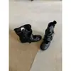 Botas plataforma femininas de salto alto retrô, novo modelo outono 2026, bico redondo, corte baixo, com fivela de cinto, botas western cowboy fashion
