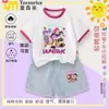 Conjunto de Camiseta de Manga Corta con Bloques de Color de Chica Bruja Kpop Girls, Nuevo Estilo de Verano para Niños Mayores, Conjunto de Verano con Shorts de Mezclilla