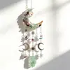 Venta al por mayor transfronteriza de grava de cristal natural, atrapasoles hechos a mano con forma de luna para manualidades, campanillas de viento de luz y sombra, colgantes de cristal y artesanías
