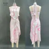 Marca Independente 2025 Novo Conjunto de Duas Peças Verão Sexy Estampado com Amarração: Top e Saia para Mulheres